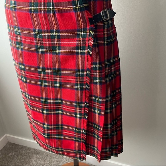 70s Vintage Scottish 100% Wool Plaid Red Kilt Vest Set The Tartan Gift Shops - Picture 3 of 13